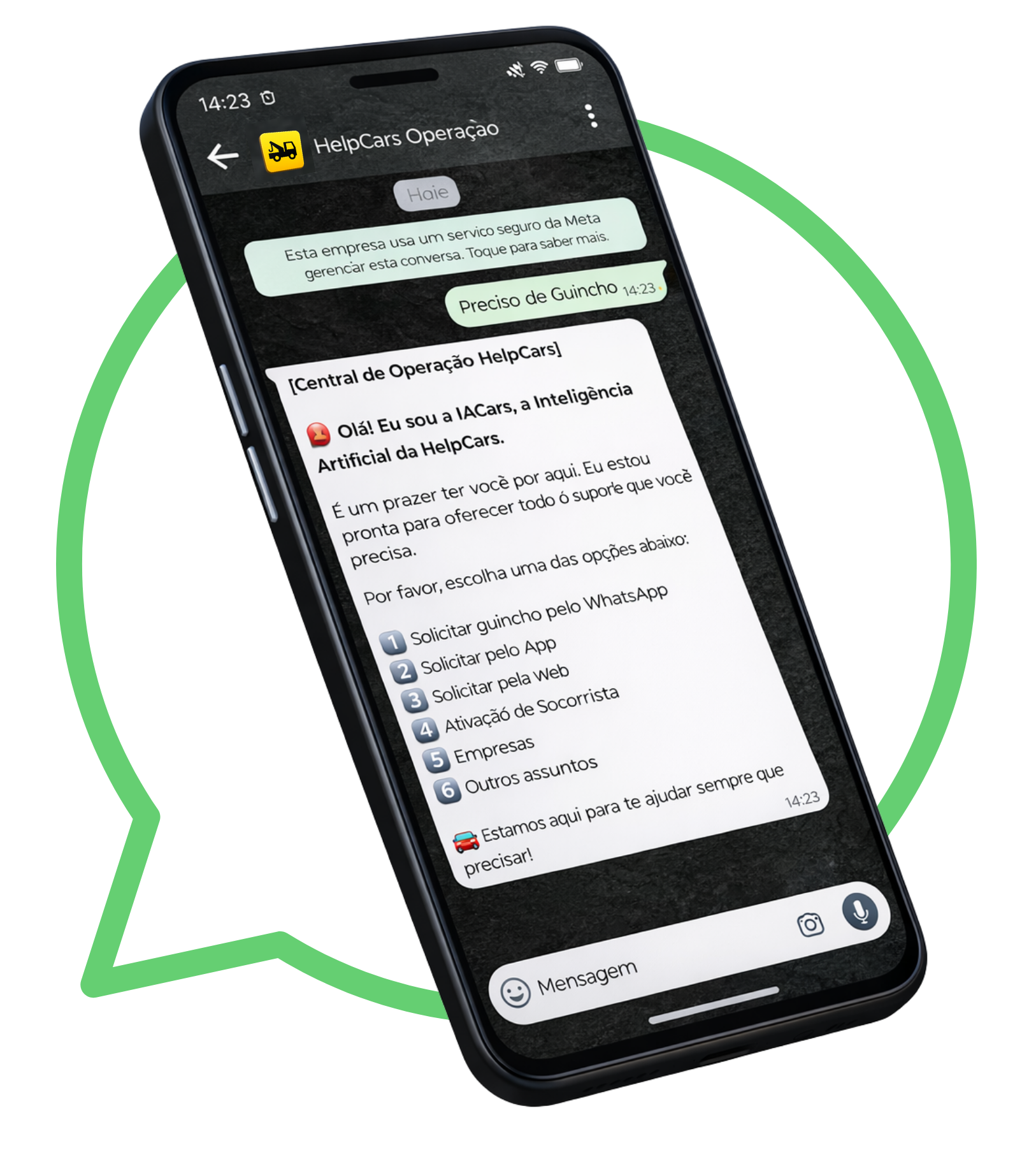 Solicitar guincho pelo WhatsApp