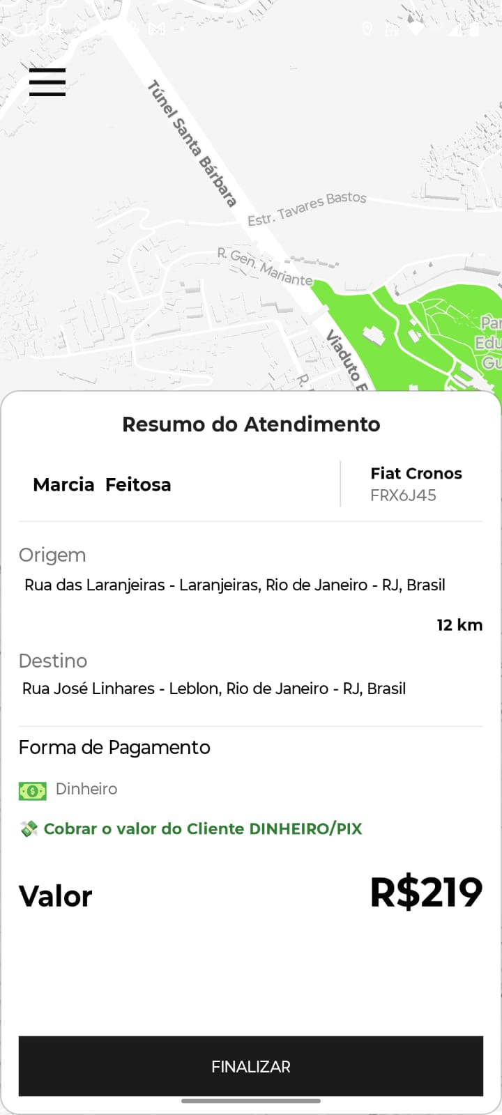 Finalização do atendimento no sistema